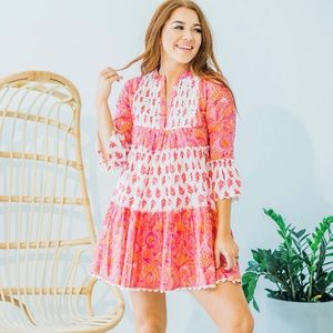 Boho Handmade Aura Hand block printed dress with details